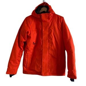 MEC Mountain Equipment Co Op Hooded Winter Jacket Kids 16 Orange Pockets FLAW